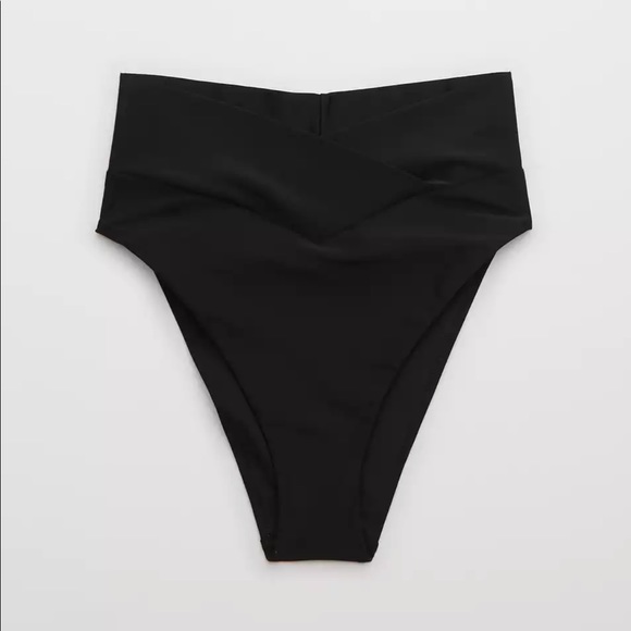 AERIE Black High Waist Bikini Bottom - Picture 4 of 12